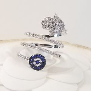 New Hamsa and Evil Eye spiral pave CZ Ring